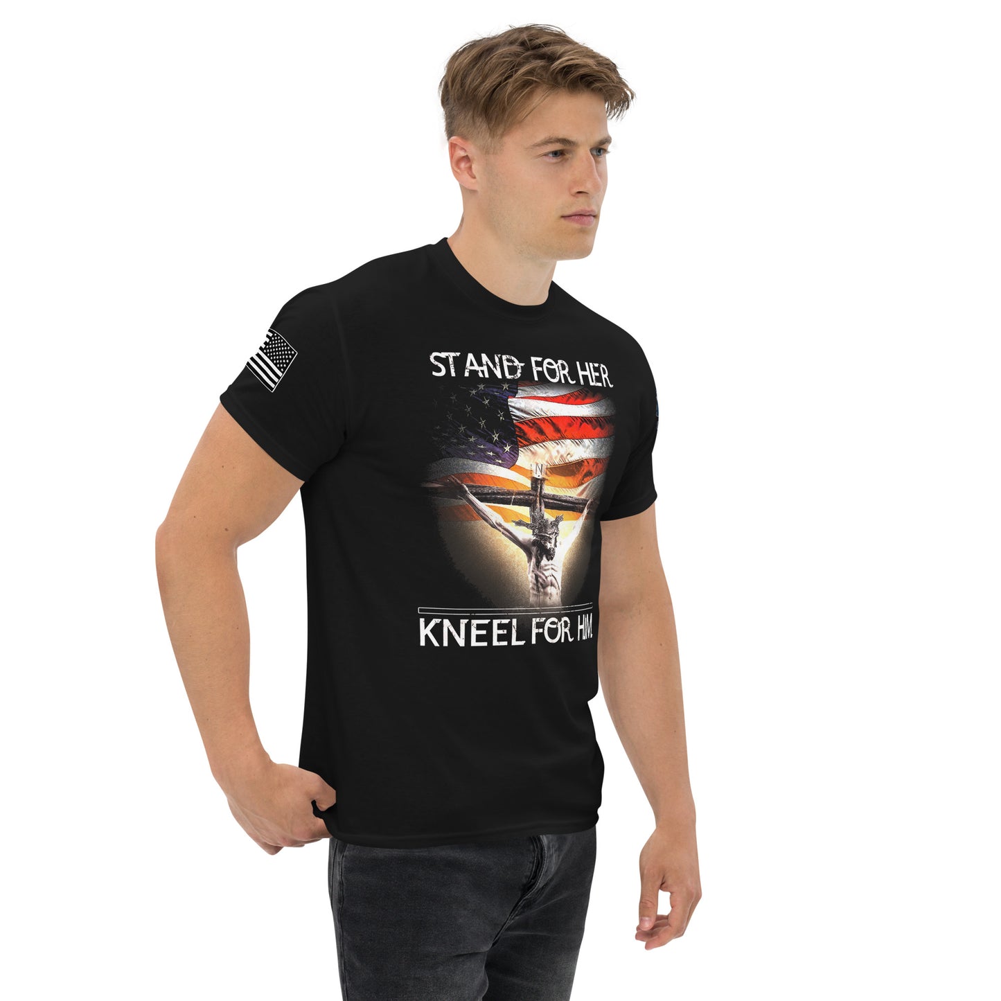 Stand For Her, Kneel For Him