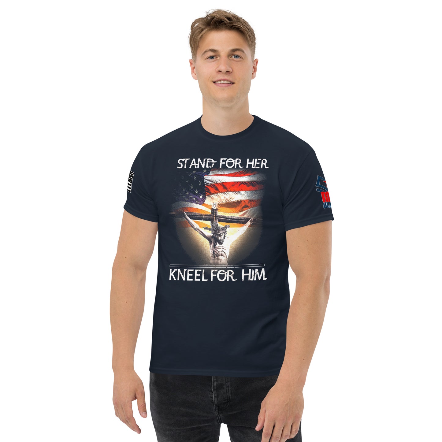 Stand For Her, Kneel For Him