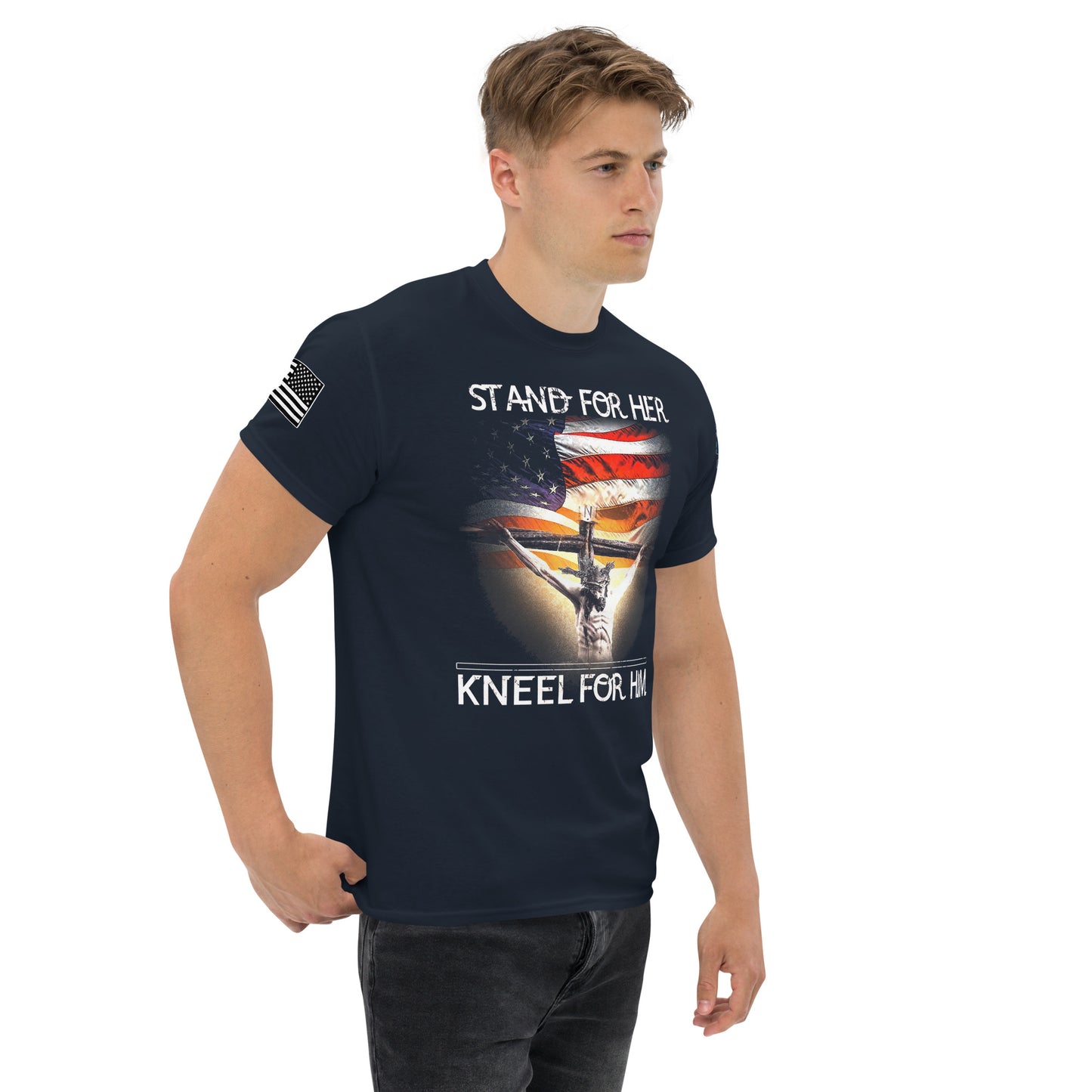 Stand For Her, Kneel For Him